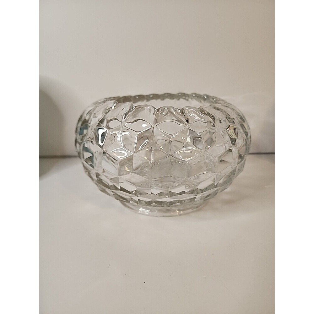 Vintage American Fostoria Clear 7" Footed Cupped Bowl Scalloped Rim